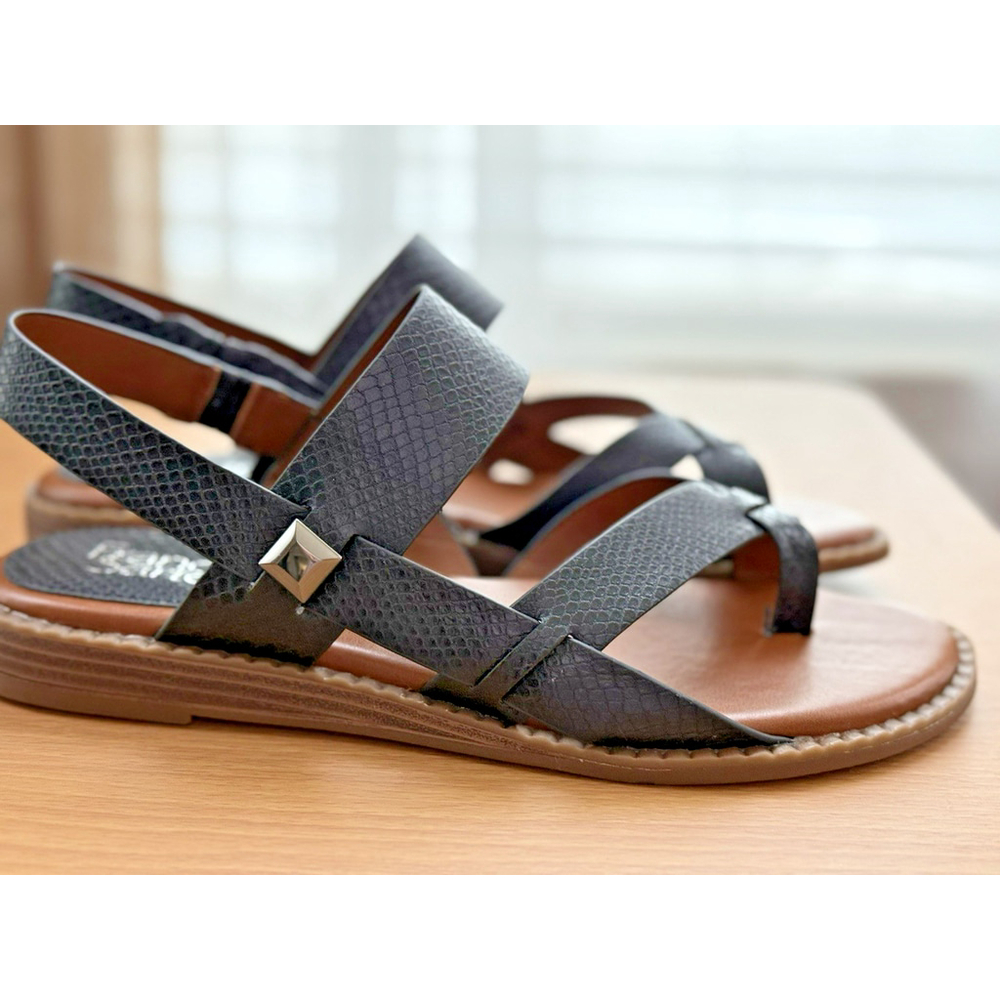 Franco Sarto Women's BLACK SNAKE Flat Slingback Sandal Flip Flops - 7 M - Picture 13 of 14